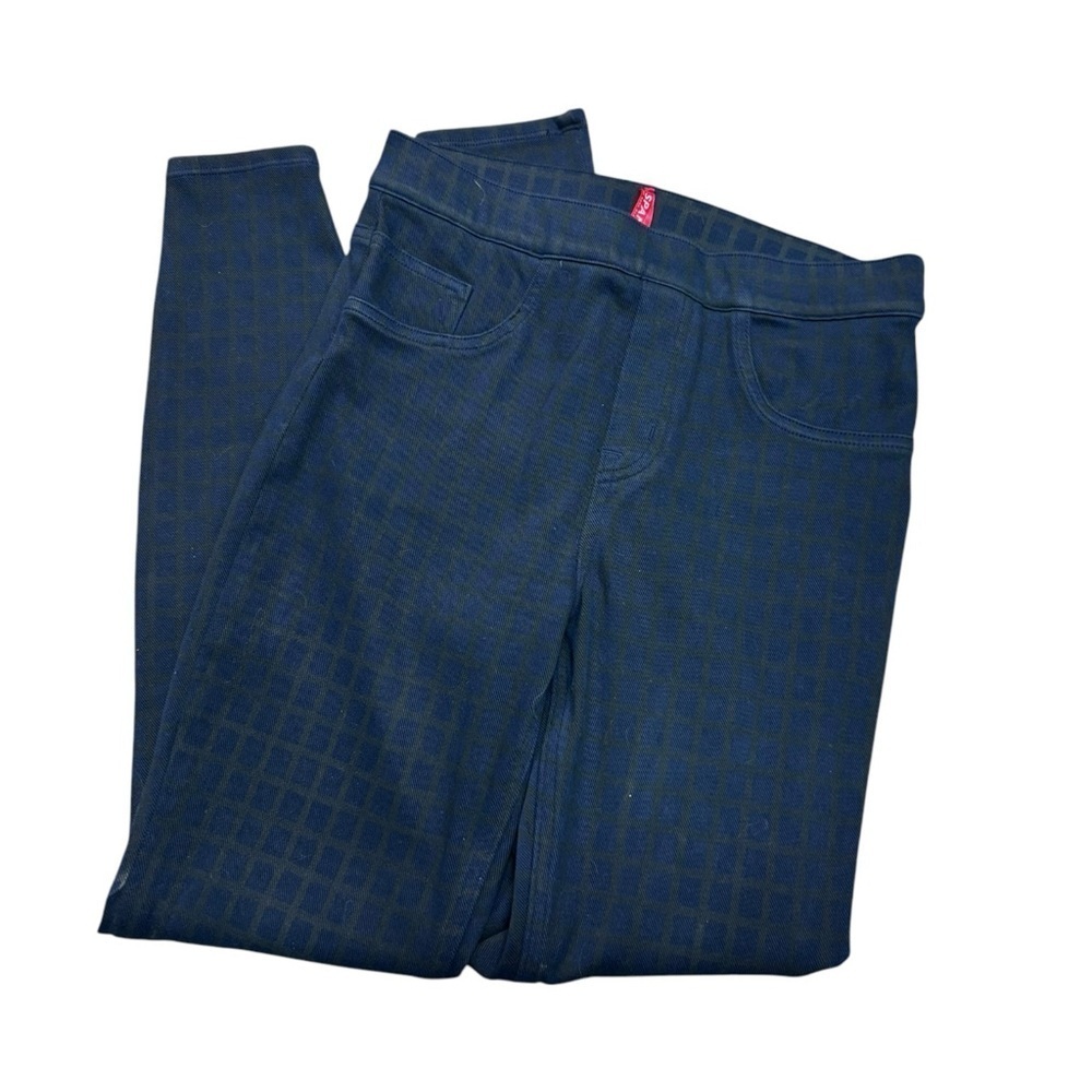 Spanx Navy Plaid High Rise Jeggings - Small